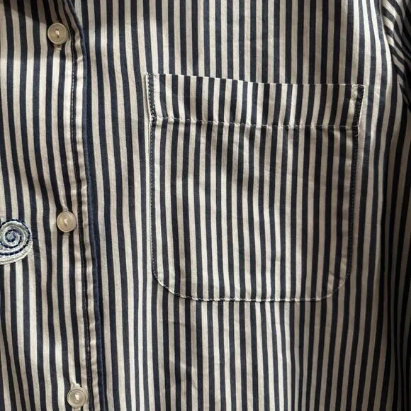 Vintage Blair Women’s Blue Striped Lighthouse Nautical Coastal Beach Top Sz L - Picture 8 of 10